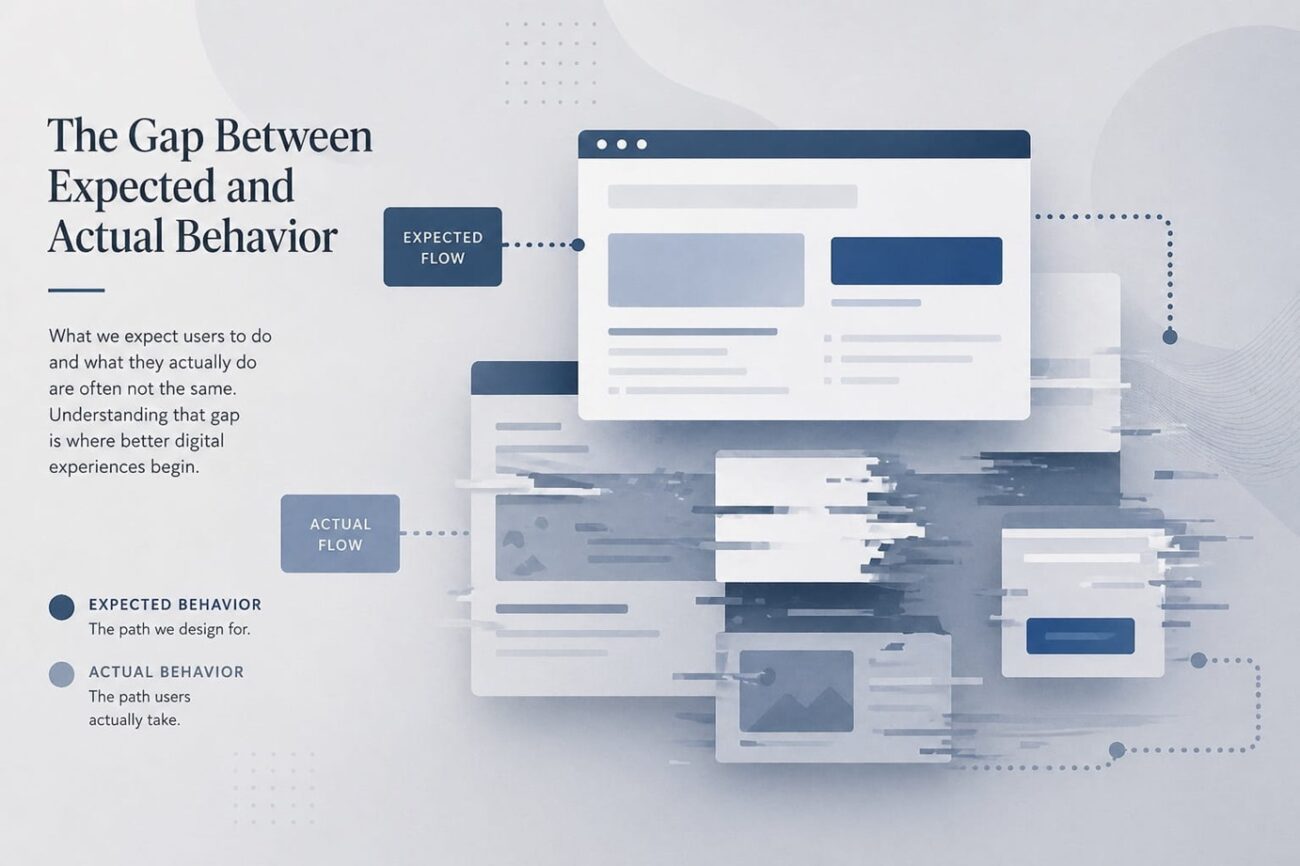 “Abstract UI elements showing the mismatch between expected and real digital behavior.”